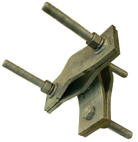 Right-angle heavy duty clamp, galvanised steel – boom 40-70mm & mast 40-90mm dia.